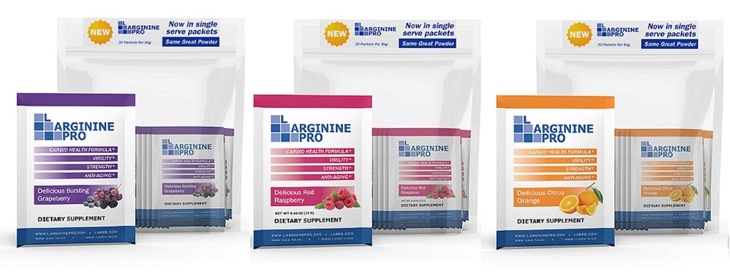 L-ARGININE PRO Supplement Pulver | 90 Pakete Single Serve Reisegröße | 5.500mg L-Arginin Plus 1.100mg L-Citrullin, Himbeer, Orange &amp; Trauben
