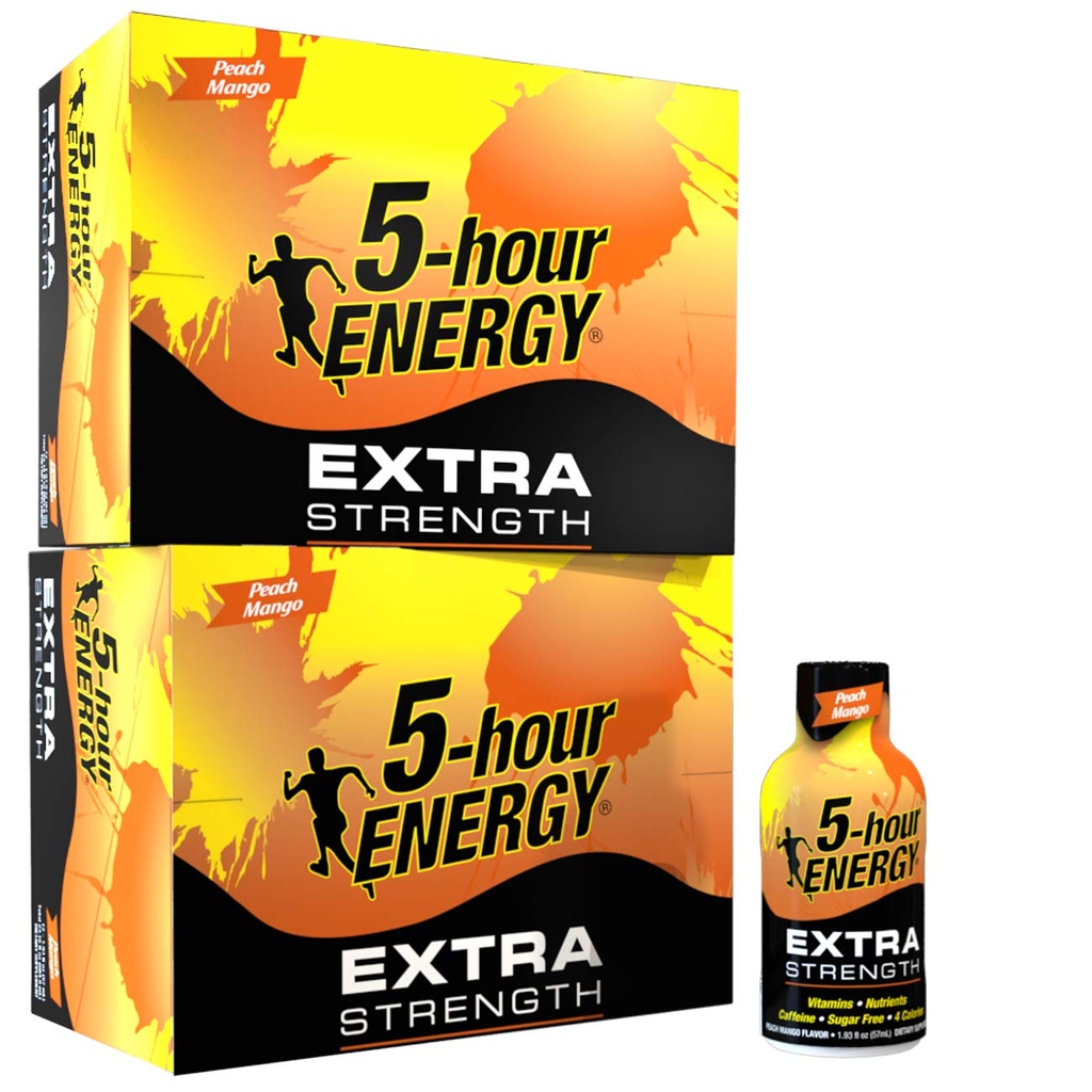 5-Stunden-Energieschuh, Extrastärke Peach Mango, 1.93 Unze, 24 Count