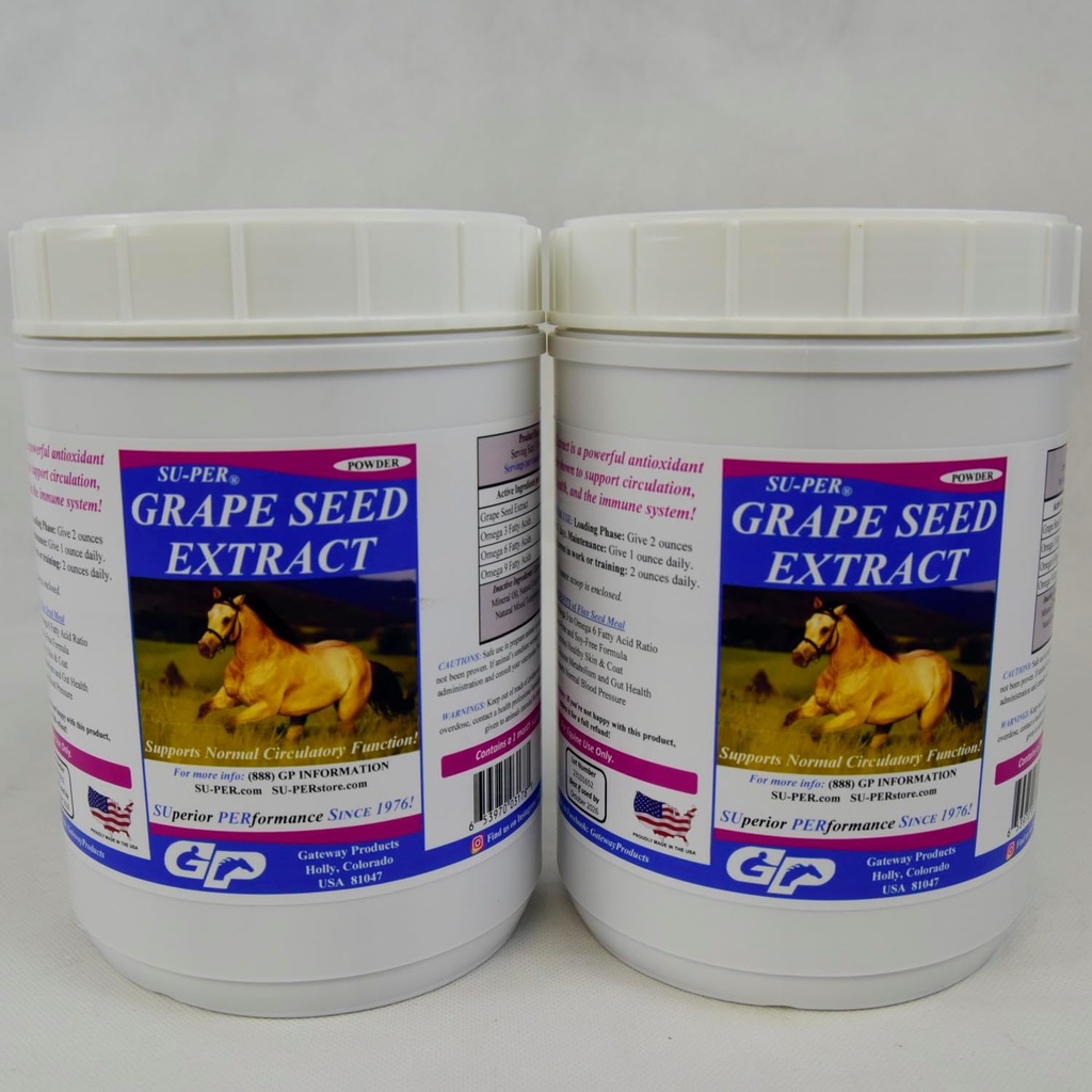 SU-PER Grape Seed Extract Horse Antioxidant - Equine Antioxidante Ergänzung für Performance Horses - Unterstützt Zirkulation Respiratory Health & Immune System - 2,5 Pfund, (2 Pack)