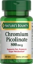 Picolinate de chrome de la nature, soutient les graisses, protéines et métabolisme du sucre, supplément minéral, 800 mcg, 50 comprimés