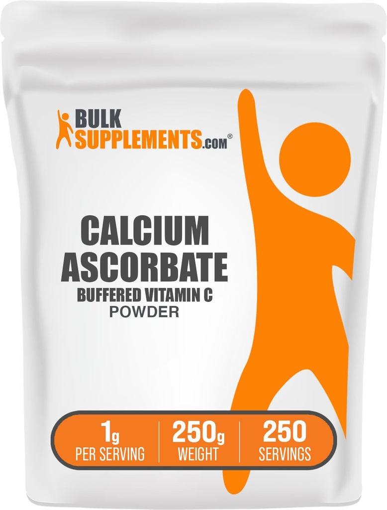 BulkSupplements.com Calcium Ascorbate Pulver - Gepufferte Vitamin C-Ergänzung, Calciumpulver - Vegan & Glutenfrei, 1g pro Servierung, 250g (8.8 oz) (Pack von 1)