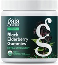Gaia Herbs Black Elderberry (Sambucus nigra) Extra Strength Gummis - Delicious Immun Support Supplement* - Made with Certified Organic Black Elderberries for Immune System Support* - 120 Gummies