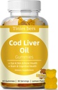 Cod Liver Oil Gummis 1000mg, Sugar Free für Erwachsene & Kinder, Omega-3s & Vitamin A&D für Gehirn, kognitiv, Herz & Auge, Knochengesundheit, Glutenfrei, Non GMO, Pectin, 60