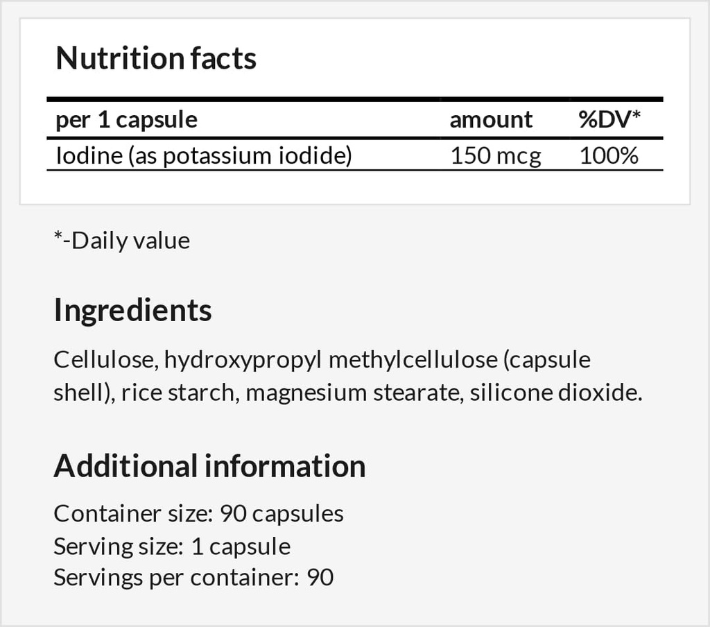 Kaliumjodid 150 mcg pro Kapsel - 90 Vegan Kapseln - 3 Monate Versorgung - für Optimale Gland-Funktion und Energiemetabolismus - Nahrungsergänzung durch Apollos Hegemonie