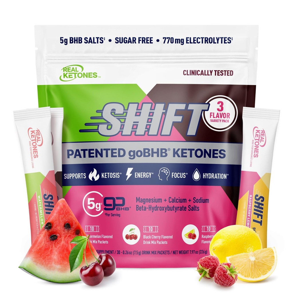 Echte Ketone BHB Exogene Ketone Getränke-Mix-Packets Keto Elektrolyte Pulver-Packets kein Zucker mit 4 Haupt Fasting-Elektrolyten Plus Hydrating patentierte Keto BHB - 30 Count Variety Pack