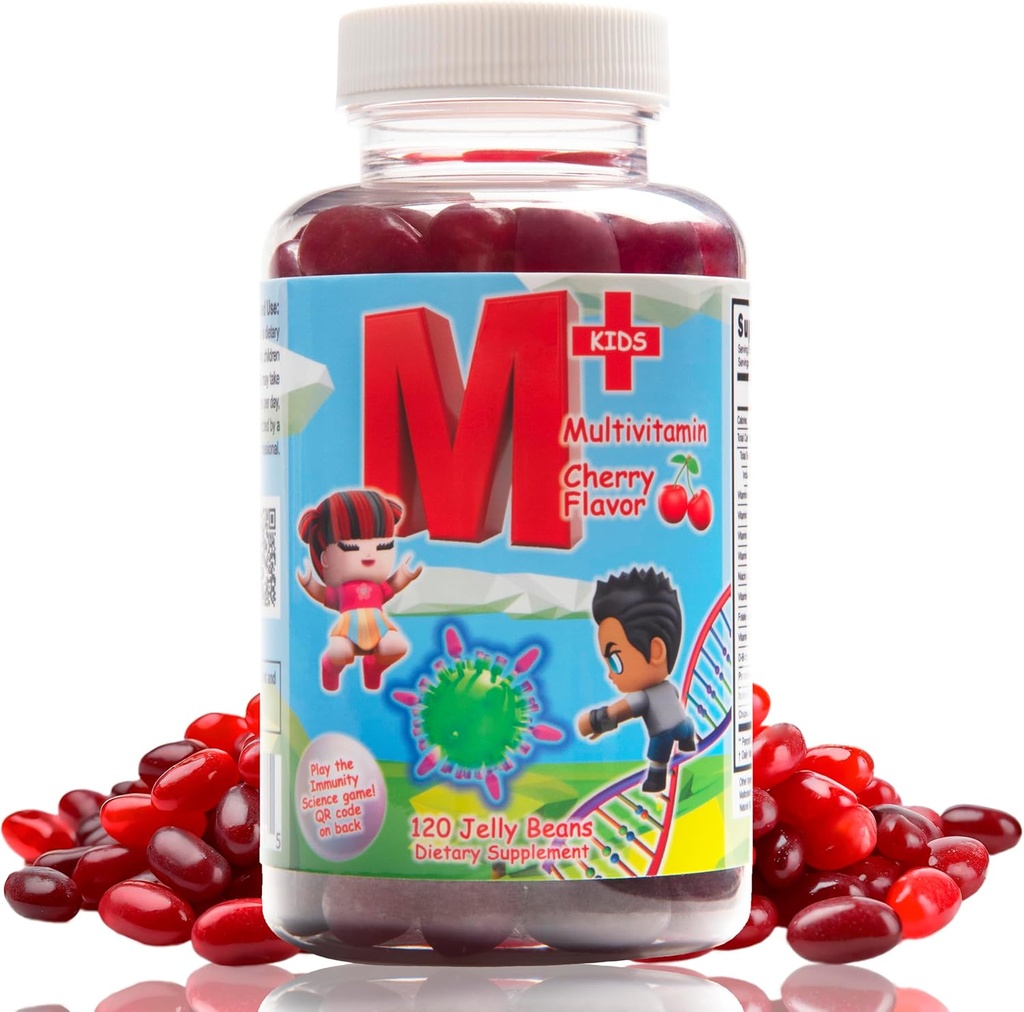 Kids Daily Multivitamin Jellybeans – Natürliche Kirsche Flavor – Non-GMO – Glutenfrei – Vegan freundlich