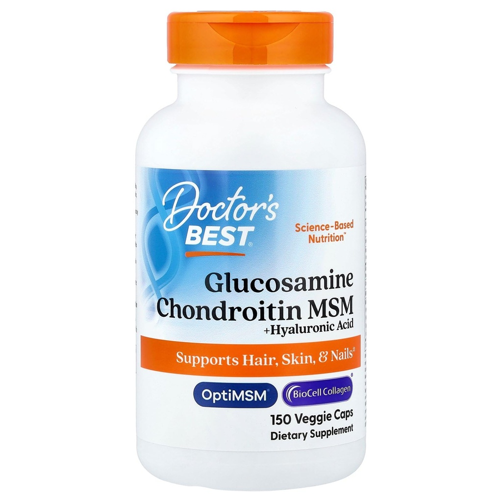 Beste Glucosamin Chondroitin MSM + Hyaluronsäure mit OptiMSM mit Biocell Collagen, Joint Support, Non-GMO, Gluten & Soy Free, 150 Caps