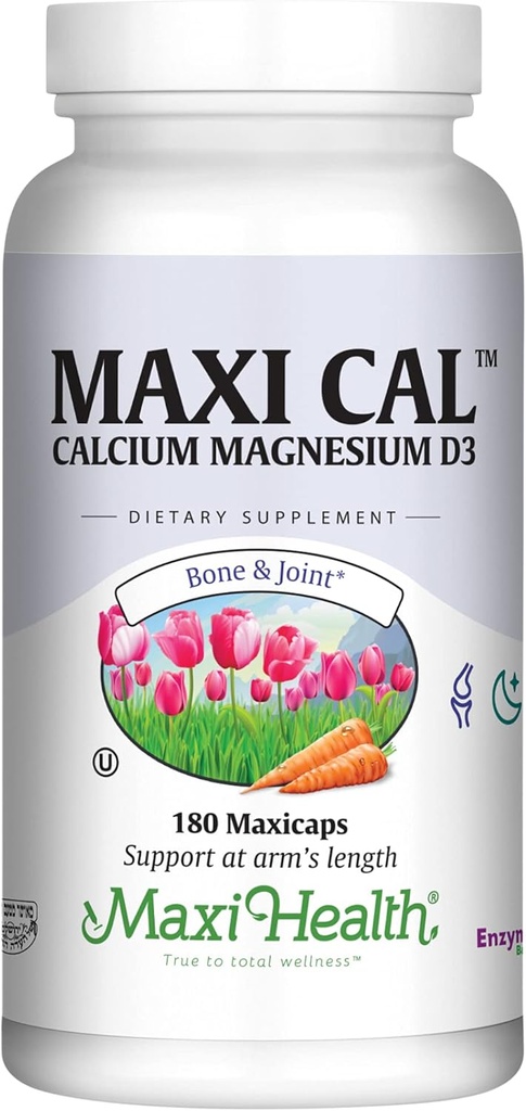 Calcium 1000 mg Supplement mit Vitamin D3 (1000 IU) und Magnesium (500 mg) - Knochen, Zähne und Gelenkunterstützung für Männer und Frauen - 180 Kapseln - Maxi Cal von Maxi Health