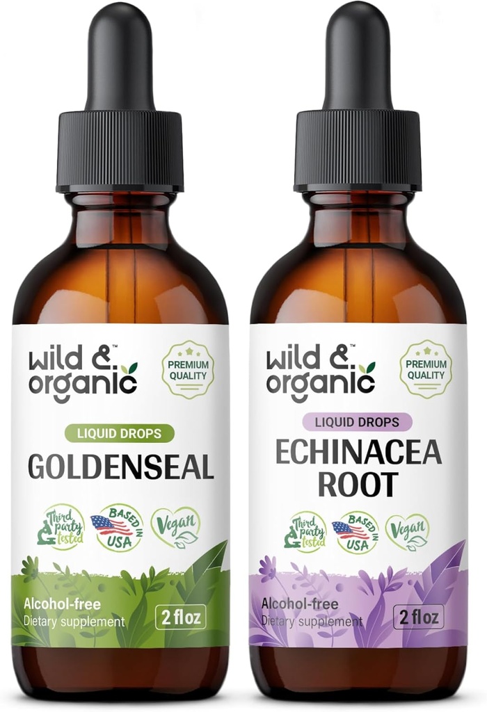 Wild & Organic Goldenseal Tinktur 2 fl oz & Echinacea Tinktur 2 fl oz