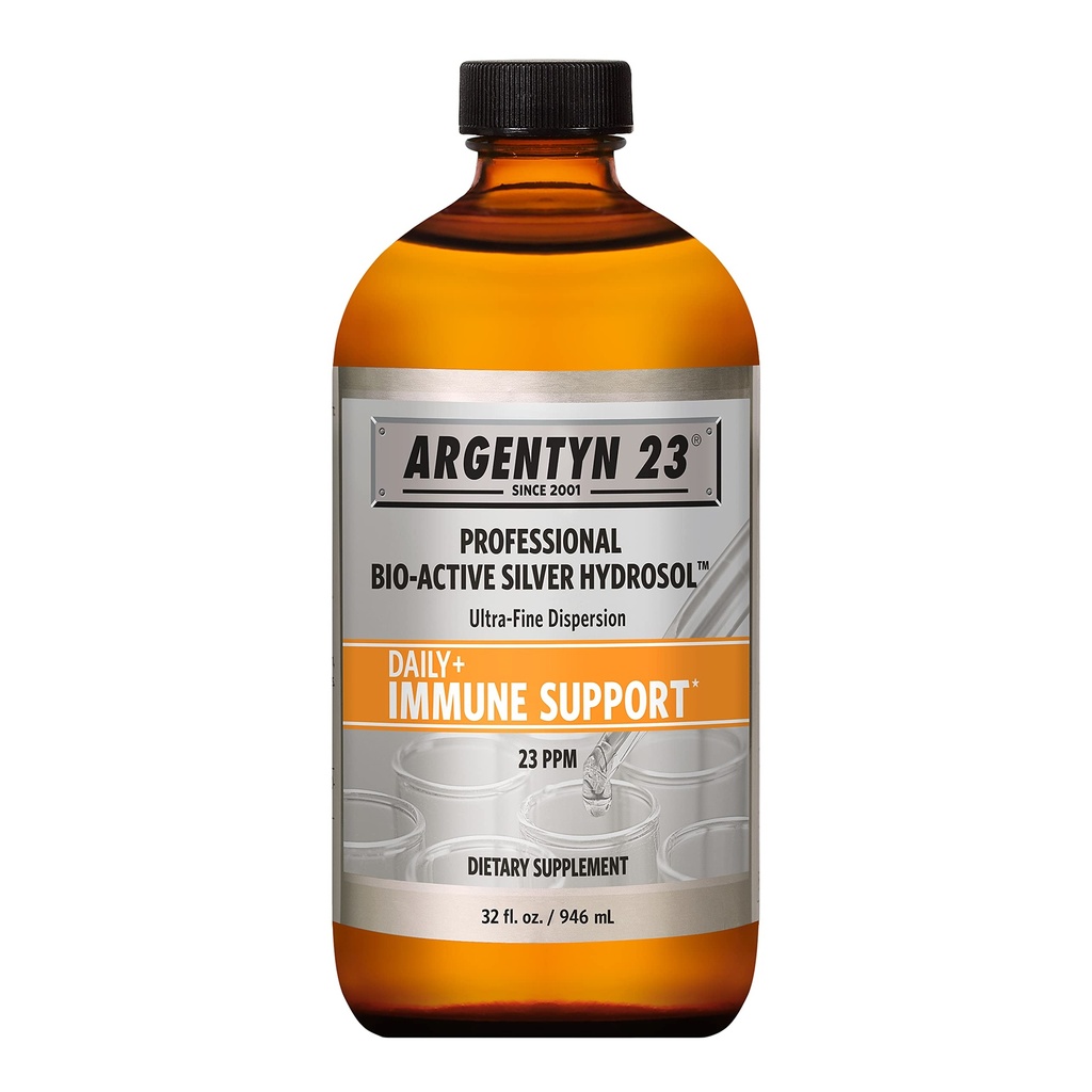 Argentyn 23 Soutien immunitaire professionnel - Argent colloïdal, hydrosol en argent bioactif, 23 ppm, haut de torsion liquide, 32 Fl Oz (946 ml)