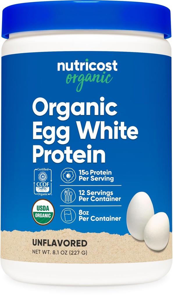 Nutricost Organic Egg White Protein Powder 8oz (Unflavored) - 15 Gramm Protein pro Servieren, GMO-frei, Glutenfrei
