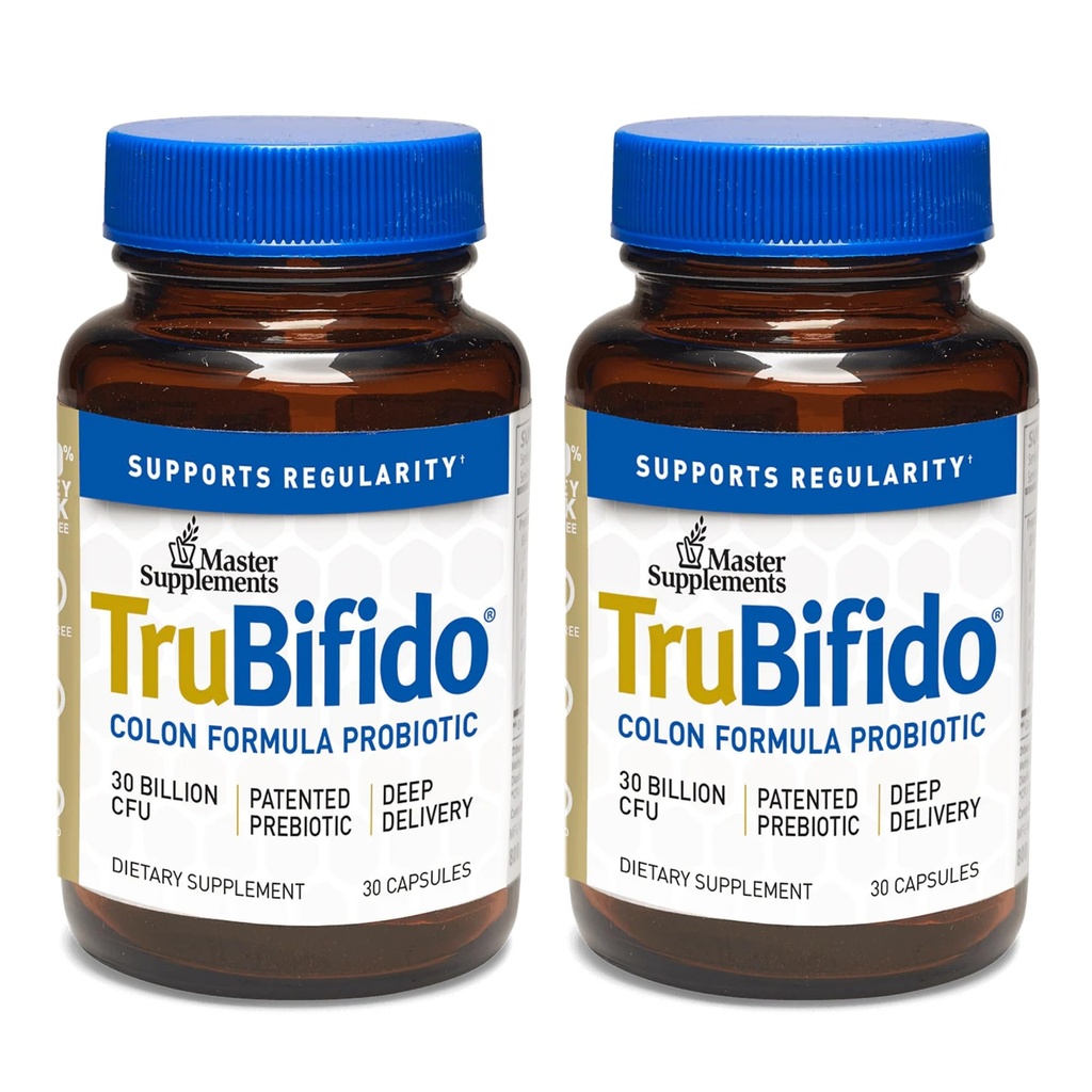 Master Supplements TruBifido - 30 Kapseln, Paket von 2 - Leistungsstarke Probiotika für Colon Health & Energy - Immune Booster, unterstützt Regularity - Glutenfrei - 60 Gesamt Servietten