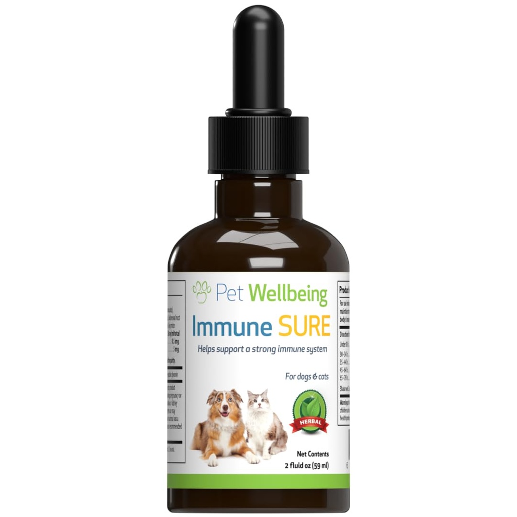 Pet Wellbeing Immune Sure for Cats - Unterstützt normale Immunabwehr, Gut Flora Balance, Andrographis, Echinacea, Vitamin C, Zink - Veterinär-Formulierte Kräuterergänzung 2 fl oz (59 ml)