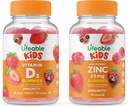 Zinc Lifeable 25mg Enfants + Vitamine D Enfants, Gommies Bundle - Grande dégustation, supplément de vitamine, sans gluten, sans OGM, gommy à croquer