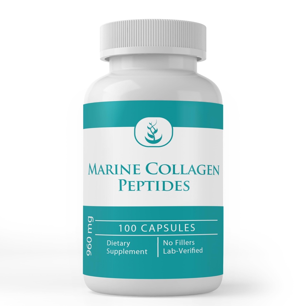 PURE ORIGINAL INGREDIENTS Marine Collagen Peptide, (100 Kapseln) Immer rein, keine Additive oder Füllstoffe, Lab Verifiziert