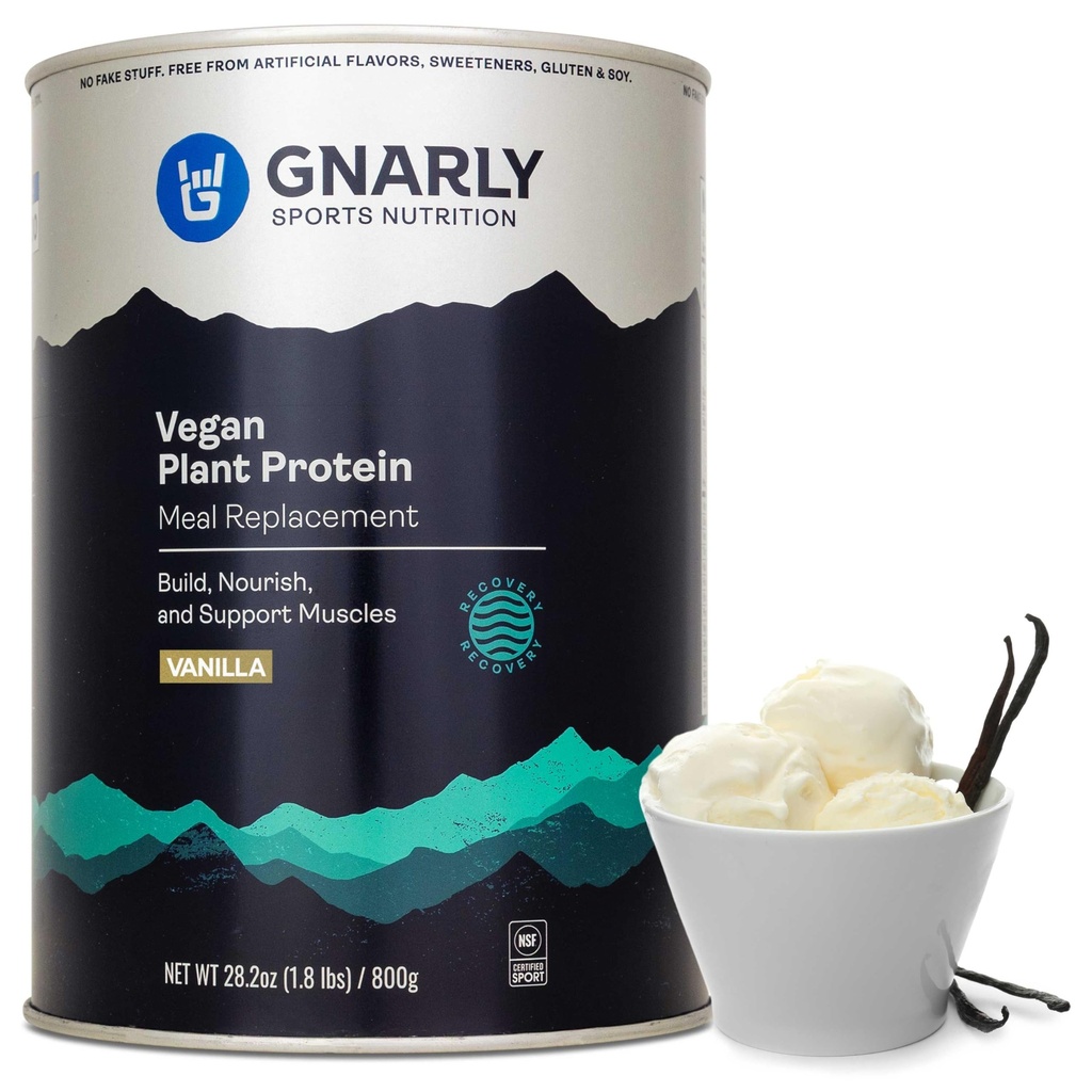 Gnarly Nutrition Vegan Plant Protein – Vanilla Vegan Protein Powder, NSF Sport Certified – Meal Replacement, Daily Nutritiional Boost – Lactose Free Powder – Vanilla, 28.2 Unze