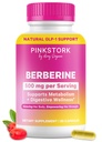 Pink Storch Berberin 500 mg - Täglicher AMPK Metabolic Activator - 500 mg Metabolismus + Darmgesundheitsunterstützung für Frauen - Dritt getestet - Vegan - Nicht-GVO - 30 Kapseln