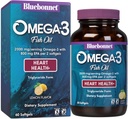Bluebonnet Nutrition Omega-3 Heart Formula Natural Wild Caught Triglycerid Form DHA 600 mg EPA 800 mg - Highly Concentrated Heart Health Support Supplement - Glutenfrei - 60 Softgel