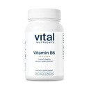 Vital Nährstoffe Vitamin B6 | Vegan Methylierte B6 Vitamine für Nervöses System, Muskel, Knochen Gesundheit* | High-Potency Vitamin B6 für Menstrual Discomfort * | Gluten, Dairy, Soy Free | 100 Kapseln