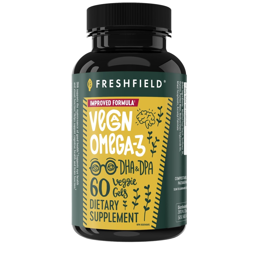Vegan Omega 3 DHA: Huile d'algues, la plus examinée, Carrageenan libre, durable, testé, Pas de métaux lourds, Huile de poisson Alt, Omega basé sur la plante. Soutient le coeur, le cerveau, la santé articulaire