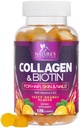 Gommies de collagène avec biotine de 2500mcg, vitamine C et zinc - Supplément de peptide de collagène hydrolysé de type 1 et 3 - Soutien avancé de la croissance des cheveux, de la peau et des ongles pour les femmes et les hommes, sans gluten, sans OGM - 120 Compte