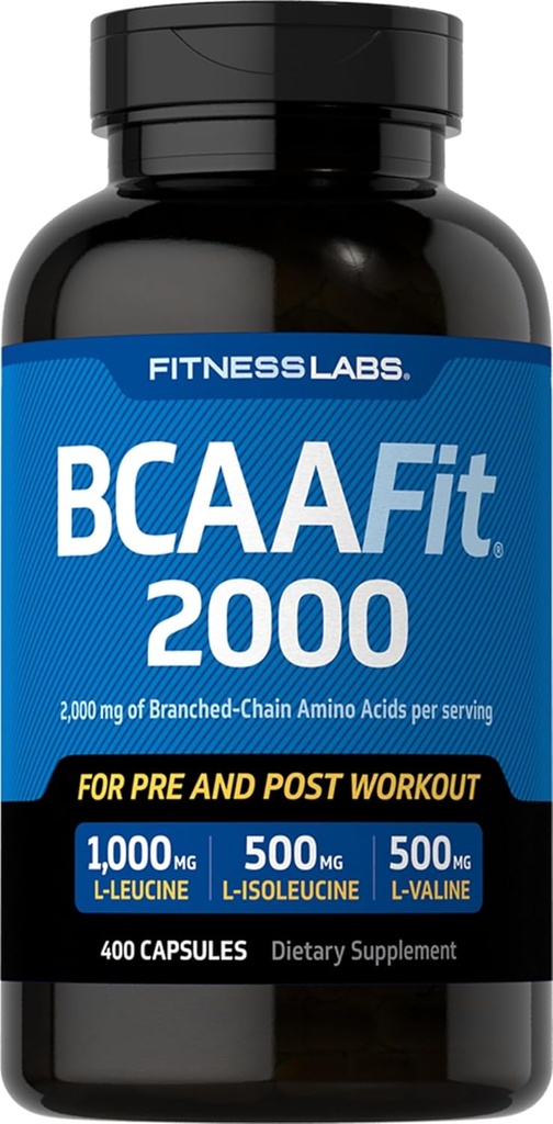 Fitness Labs BCAAFit 2000 - verzweigte Aminosäuren für Muskelwachstum und -gewinnung* (400 Kapseln)