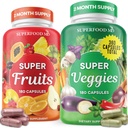 Superfood Obst und Gemüse Ergänzung - 360 ganze Super Obst und Gemüse Ergänzungen & Vitamin mit Beta-Carotin, Soja frei - 180 Zählen (Paket von 2)