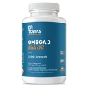 Dr Tobias Omega 3 Huile de poisson, 2000mg Triple Strength avec 800mg EPA 600mg DHA par service, huile de poisson Omega 3 suppléments pour le coeur, le cerveau et le soutien immunitaire, 60 Softgels, 30 portions