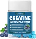 Kreatin Monohydrate Gummie für Männer und Frauen, Chewables Creatine Monohydrate für Muskelkraft, Muskelaufbau, Energie Boost, Pre-Workout Gummies(60 Count) - Blueberry Flavor