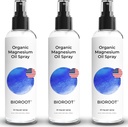 Organic Magnesium Spray - 8oz (3-Pack) - 100% Pure Magesium Oil, Fast Absorbent, Magnesium Spray for Feet & Body, USP Grade