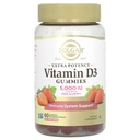 Solgar Vitamine D3 Gommies pour adultes 5 000IU Ultra Potency Vitamine Immune System Support pour les femmes et les hommes - Dégustation de fraise, Gummy sans gluten et gélatine, 2 mois d'approvisionnement, 60 portions, 2g de sucre