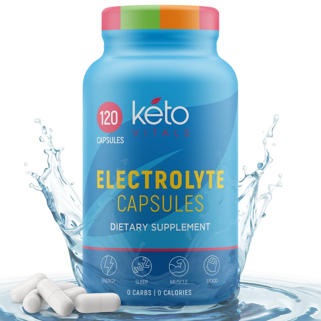 Keto Vitals Elektrolyt Kapseln | Die Original Keto Elektrolyt Pillen Ergänzung | Salz Elektrolyt Tabletten für Hydration | Calorie-Free | Carb-Free KetoVitals Elektrolyt Kapseln