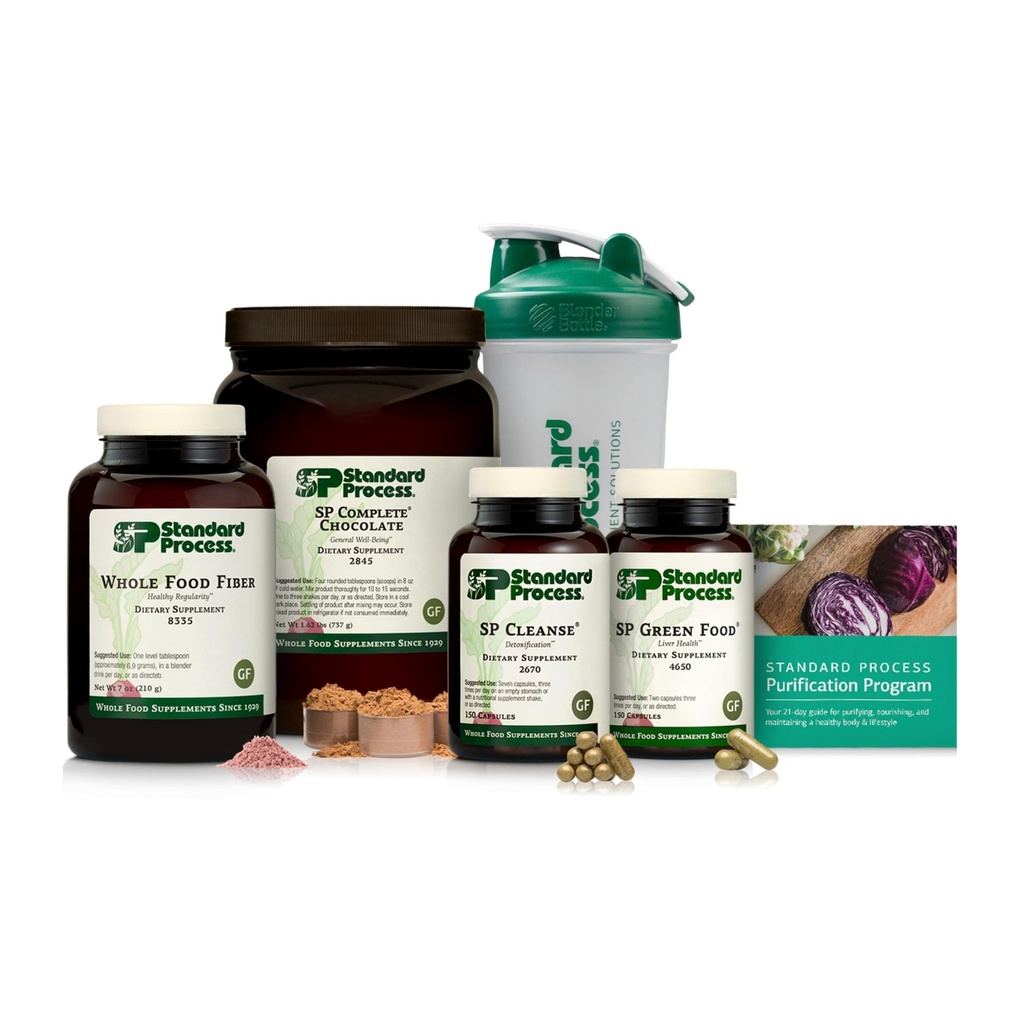 Standard Process Purification Kit mit SP Komplett- & Ganz-Food Fiber - Detox & Liver Support - Ganzes Lebensmittelbasiertes Fiber Kit zur Pflege eines gesunden Körpers - 21-Day Programm - Schokolade