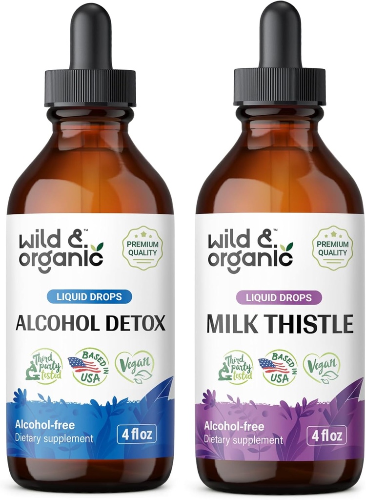 Wild & Bio Alkohol Detox Tinktur 4 fl oz & Milchdistel Tinktur 4 fl oz
