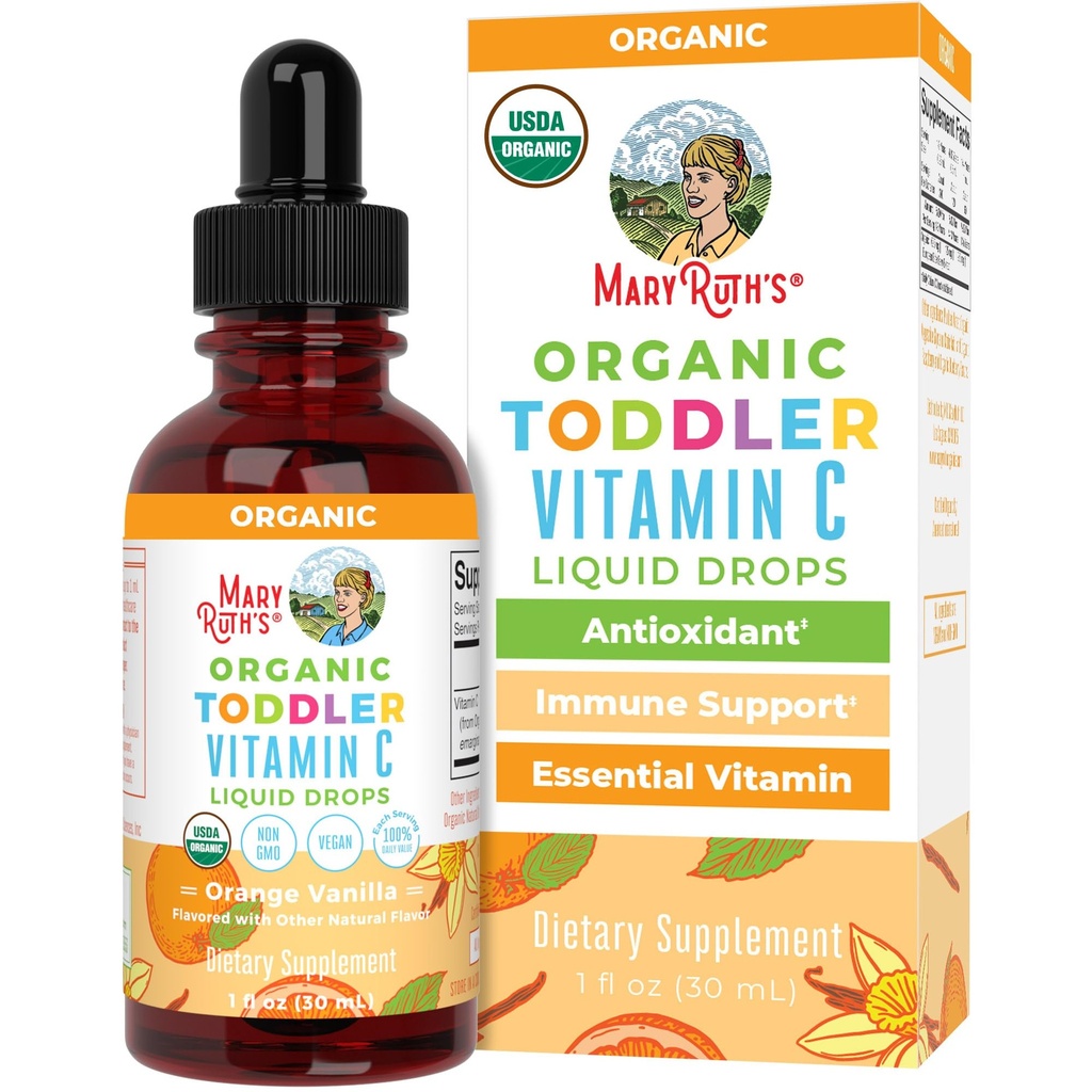 MARYRUTH'S Organic Kleinkind Vitamin C Tropfen für Immunität | Alter 1-3 Jahre | 15 mg pro Servieren | Vitamin C für Immununterstützung & Gesamtgesundheit | Vegan | Zucker Free | Glutenfrei | Non-GMO | 30 Servierungen