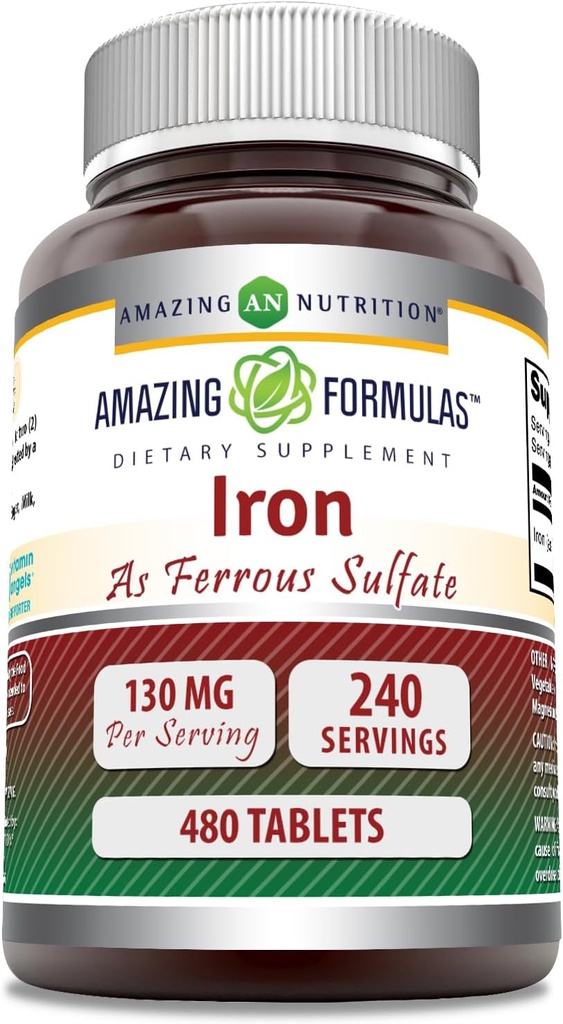 Erstaunliche Formeln Eisen als Eisensulfat Ergänzung | 65 Mg | Tabletten | Non-GMO | Gluten Free | Made in USA (480 Count)