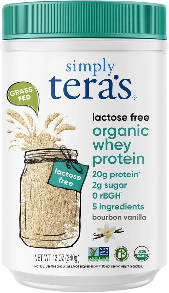 simplement la poudre de lactosérum biologique sans lactosérum - Sans lactosérum, Vanille, 20g de protéines par portion, non-OGM, sans gluten, sans rBGH, casher - 12 Oz.