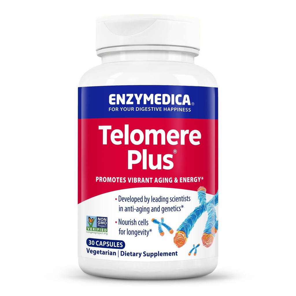 Enzymedica, Telomere Plus, Enzymunterstützung für zelluläre Gesundheit, 30 Kapseln