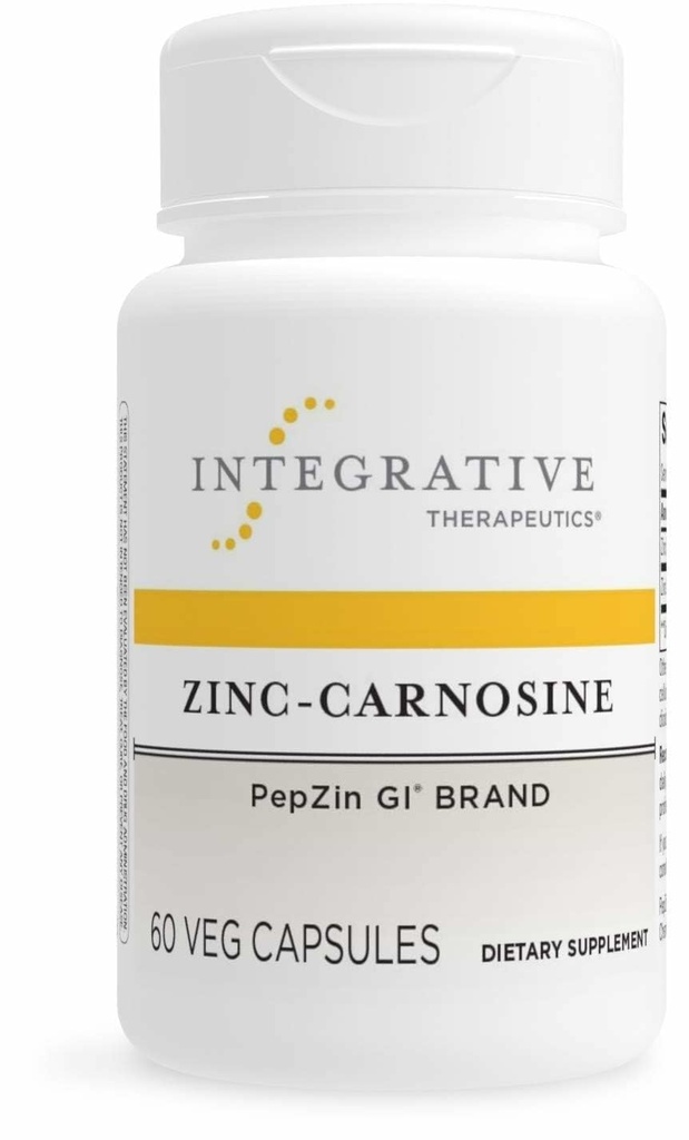 Integrative Therapie Zinc-Carnosin - Verdauungs- & Gut-Gesundheitsunterstützung* - GI Tract Support* - Unterstützt Immun-Gesundheit* - Einfach-zu-Swallow - Vegan, Gluten-Free & Dairy-Free - 60 Kapseln (60 Servietten)