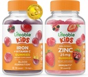 Fer et vitamine C à vie pour enfants + Zinc 50mg, Gummies Bundle - Grande dégustation, supplément de vitamine, sans gluten, sans OGM, gummy à croquer