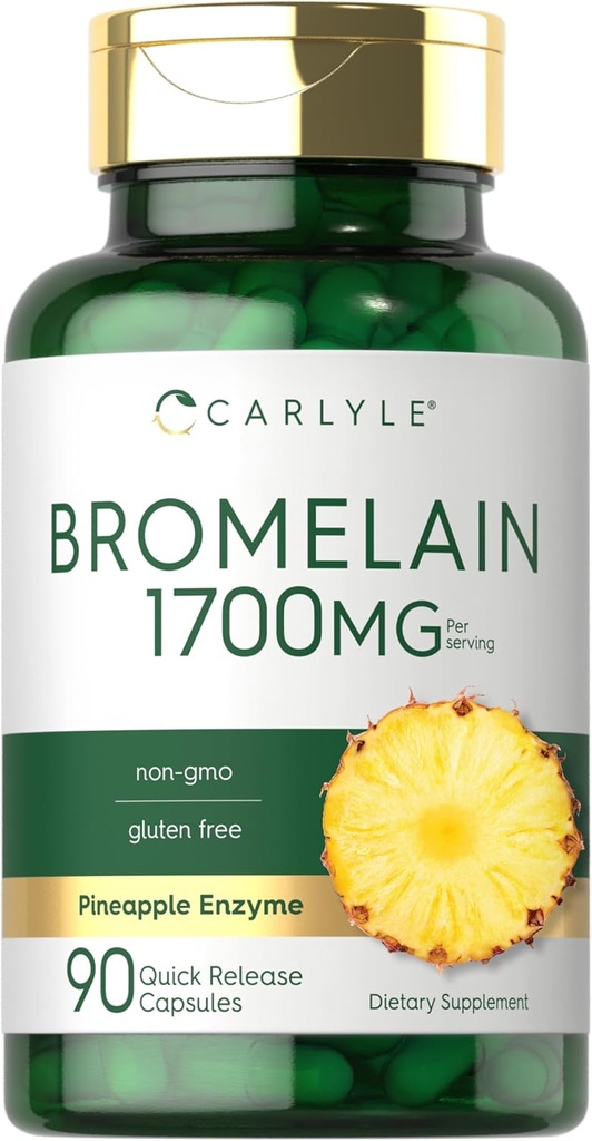 Carlyle Bromelain 1700 mg | 90 Kapseln | Ananas Enzymergänzung | Non-GMO und Glutenfrei