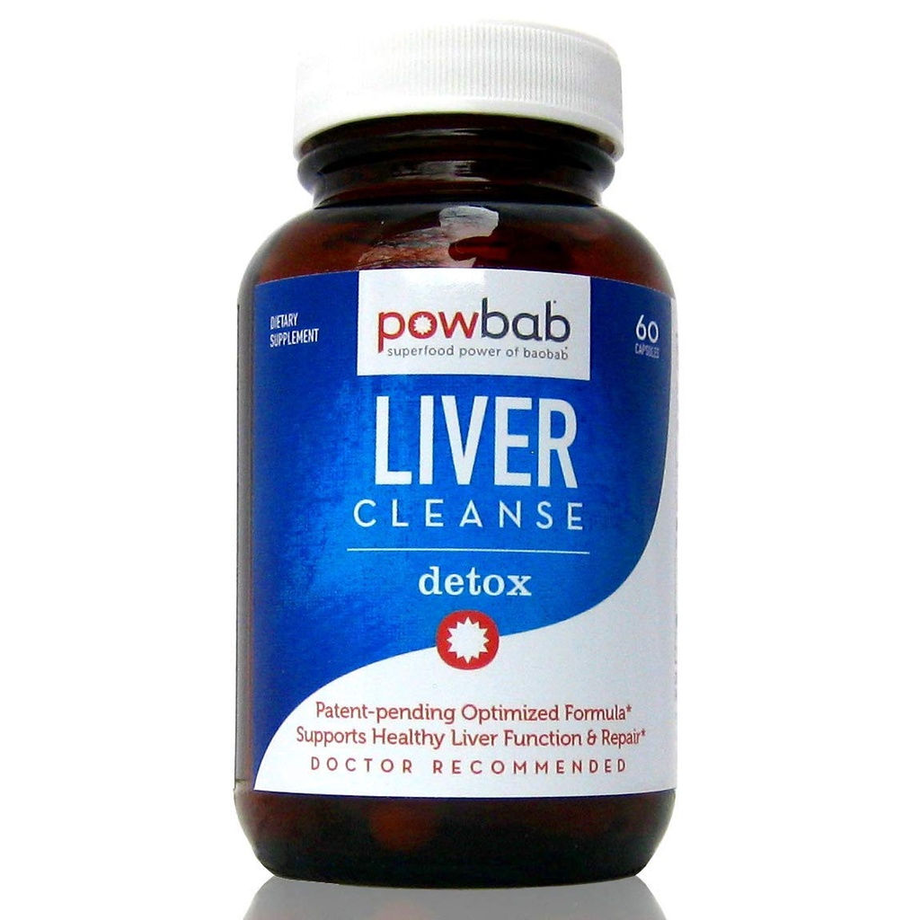 powbab Liver Cleanse Detox. #1 Patent-Pending Optimized Repair Formula. Liver Md Focus Forschung mit Bio Baobab, Beet Root Powder und Goji. Beats Milk Thistle Silymarin & Dandelion (60 Kapseln)