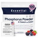 Suppléments de phosphore 100 Packets, Suppléments diététiques Poudre avec Phosphate de sodium et Phosphate de potassium, Supplément de phosphore aromatisé aux fruits Poudre pour la santé des électrolytes, des os et des reins