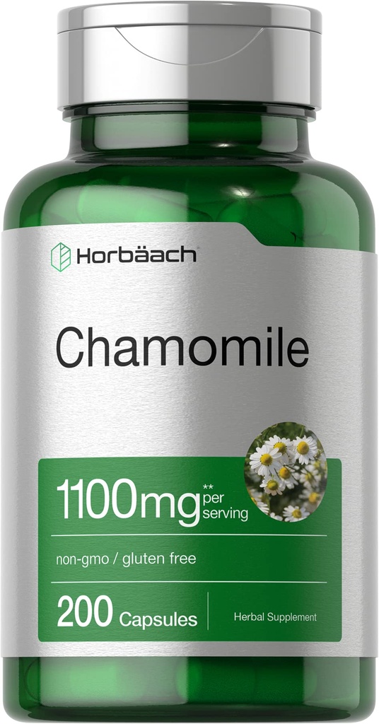 Horbäach Kamille Blume Extrakt | 200 Pillen | 1100mg Kapseln | Non-GMO, Gluten kostenlose Ergänzung