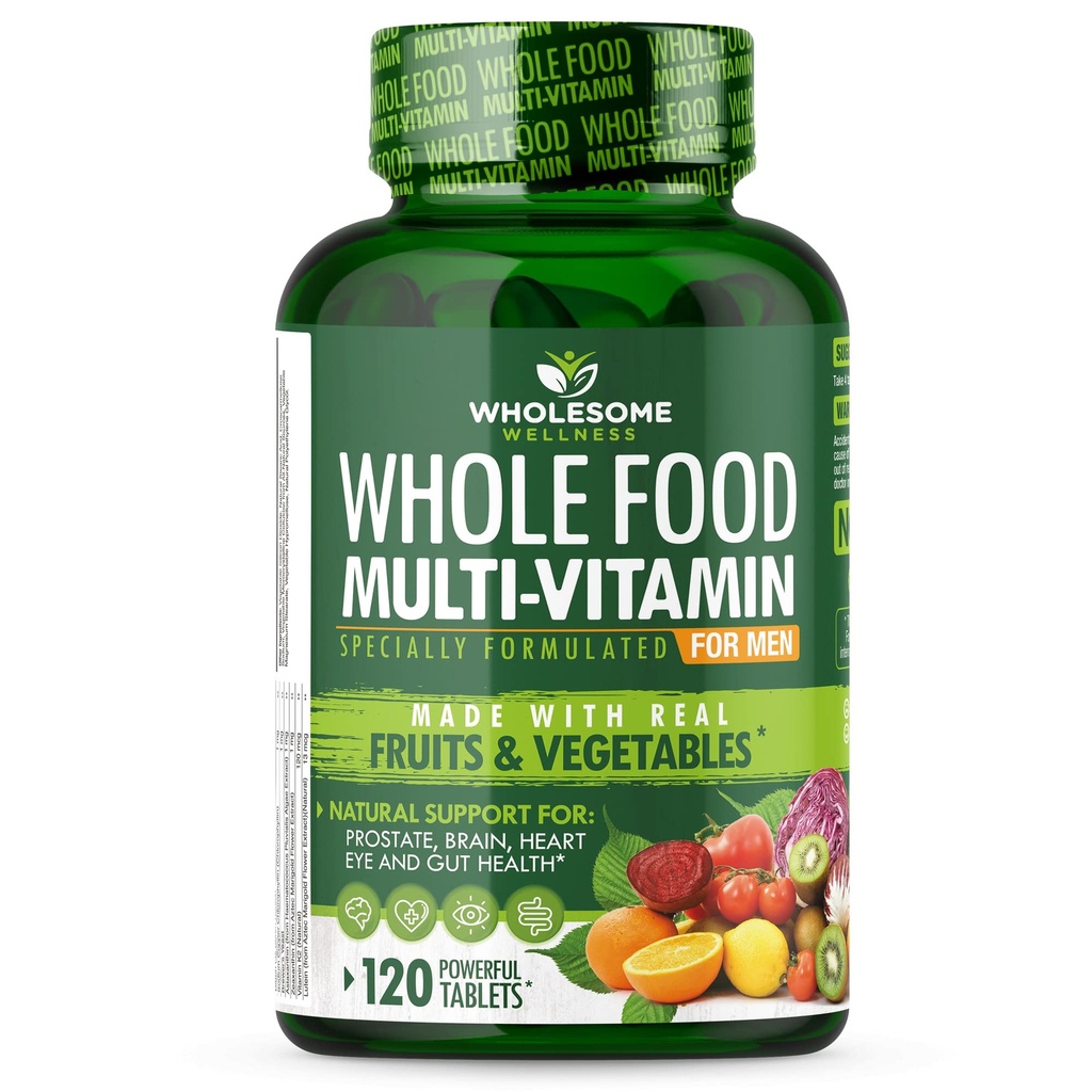 Bien-être sain Multivitamine alimentaire pour les hommes - Végétarien végétalien - 120 comprimés