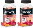 Vitamine C aéroportée 750mg (par portion) - Gommies de fruits assorties (63 Compter dans une bouteille), Supplément de soutien immunitaire sans gluten avec des vitamines C E, Sélénium (paquet de 2)