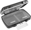 EZY DOSE Humidité-Proof Pill Case, planificateur de médicaments, boîte d'organisateur de vitamines, voyage-friendly, fermeture latch-pour sécuriser le contenu, 4 compartiments individuels de tailles multiples avec joint serré, petit, noir