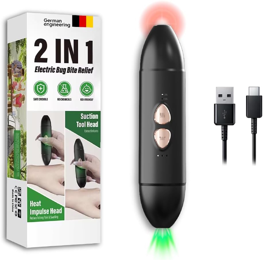 Insect Bite Relief Pen – chemisch-freie Hitzetherapie für Moskito-Bits & Bee Stings | Tragbar, wiederverwendbar & Kinder-Safe | Instant Itch & Swelling Relief