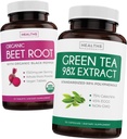 Beet Root & Green Tea Extract (2-Week Supply) Beet & Tea Power Mix - Organic Beet Root mit schwarzem Pfeffer für Absorption 1250mg (30 Tabletten) & Green Tea Extract 98% mit EGCG 1000mg pro Portion (30 caps)