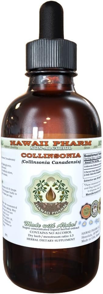 Collinsonia Alcohol-Free Liquid Extract, Collinsonia (Collinsonia Canadensis) Getrocknete Wurzel Glycerit Hawaii Pharm natürliche Kräuterergänzung 4 oz